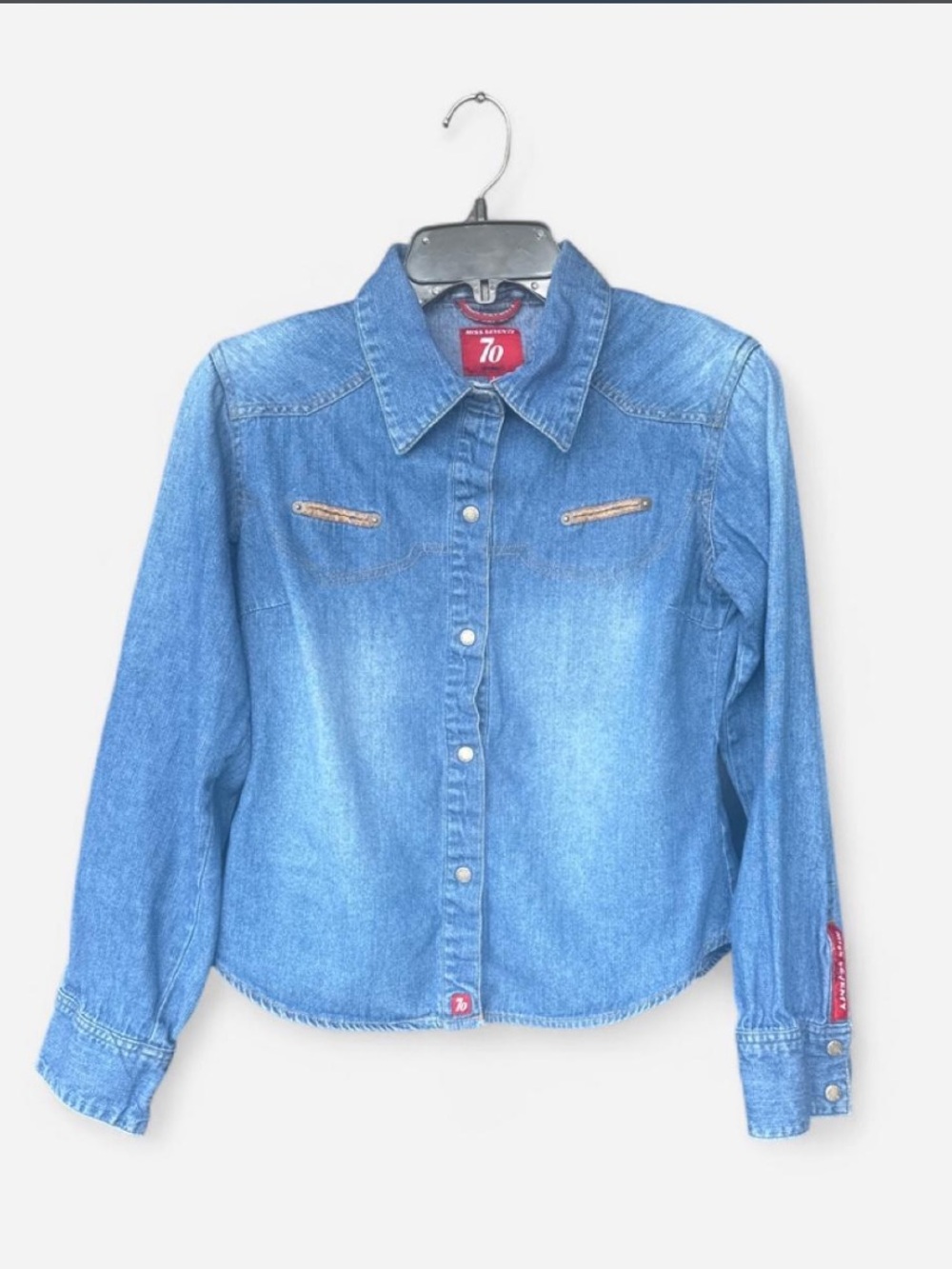 Miss seventy Denim Button-Front Shirt Jacket in Medium Blue